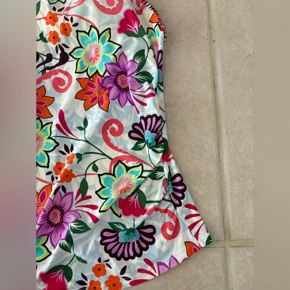 NWOT Anne Cole High Neck Floral Tankini Top - Size XL - Picture 8 of 10